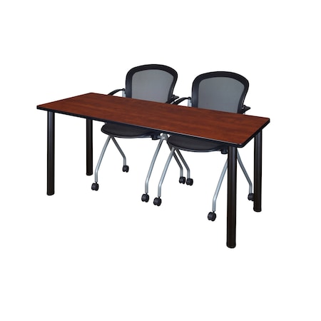 Kee Rectangle Tables > Training Tables > Kee Table & Chair Sets, 66 W, 24 L, 29 H, Cherry MT6624CHBPBK23BK